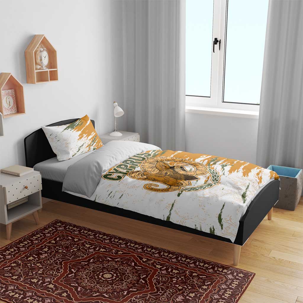 Cyprus Bedding Set with Mouflon Illustration Design and National Laurel - Wonder Print Shop