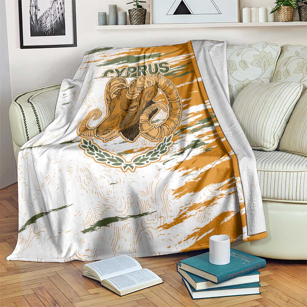 Cyprus Blanket with Mouflon Illustration Design and National Laurel - Wonder Print Shop