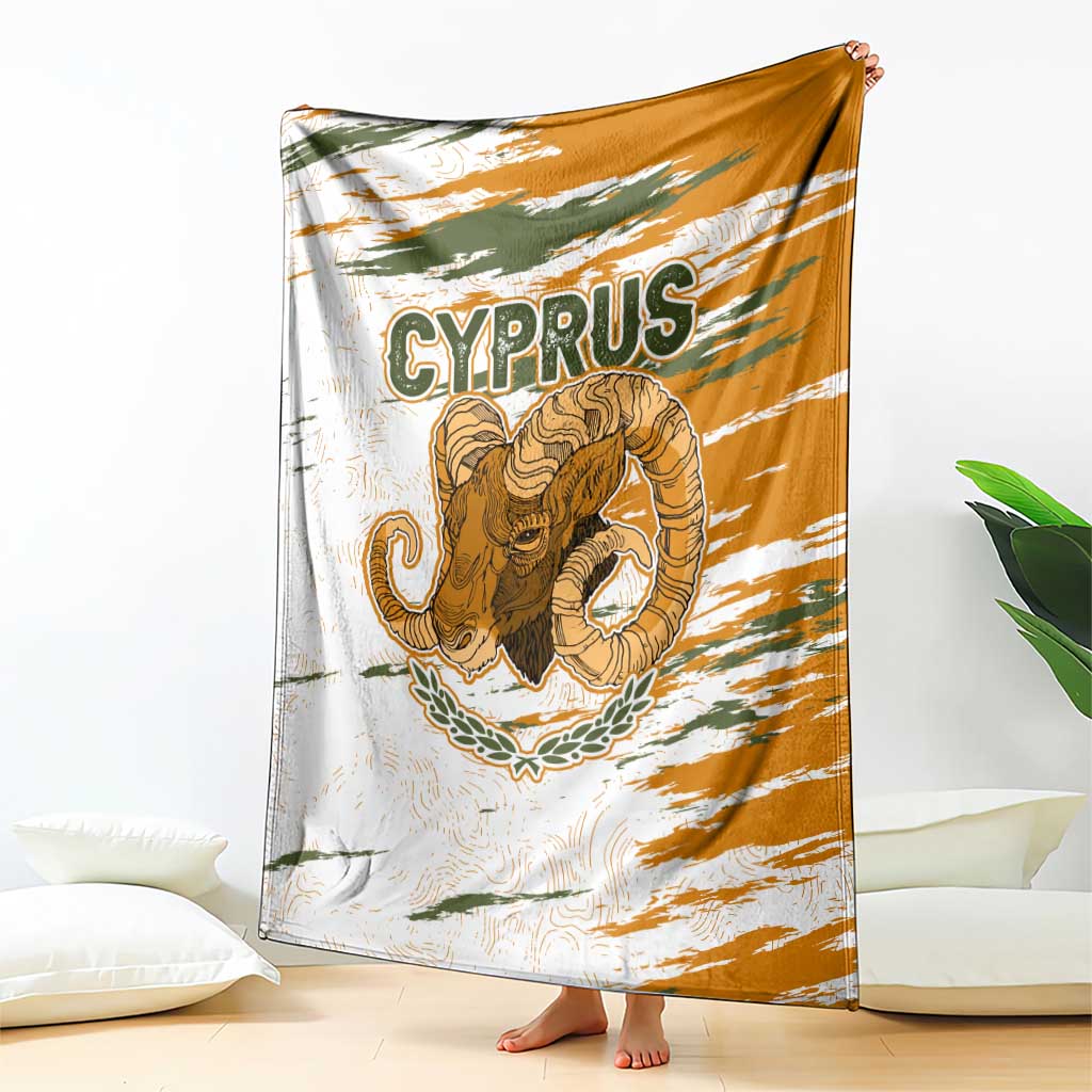 Cyprus Blanket with Mouflon Illustration Design and National Laurel - Wonder Print Shop