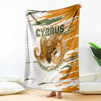 Cyprus Blanket with Mouflon Illustration Design and National Laurel - Wonder Print Shop