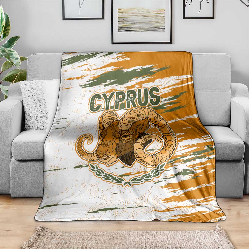 Cyprus Blanket with Mouflon Illustration Design and National Laurel - Wonder Print Shop