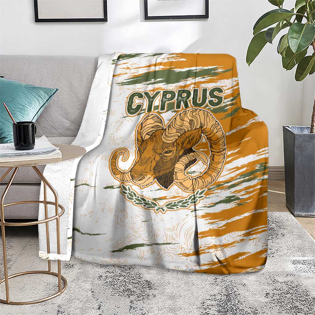 Cyprus Blanket with Mouflon Illustration Design and National Laurel - Wonder Print Shop