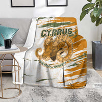 Cyprus Blanket with Mouflon Illustration Design and National Laurel - Wonder Print Shop