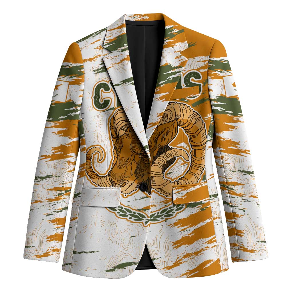 Cyprus Blazer with Mouflon Illustration Design and National Laurel - Wonder Print Shop