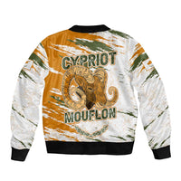 Cyprus Bomber Jacket with Mouflon Illustration Design and National Laurel - Wonder Print Shop