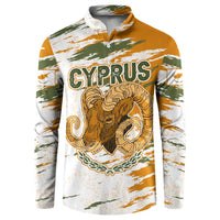 Cyprus Button Sweatshirt with Mouflon Illustration Design and National Laurel - Wonder Print Shop