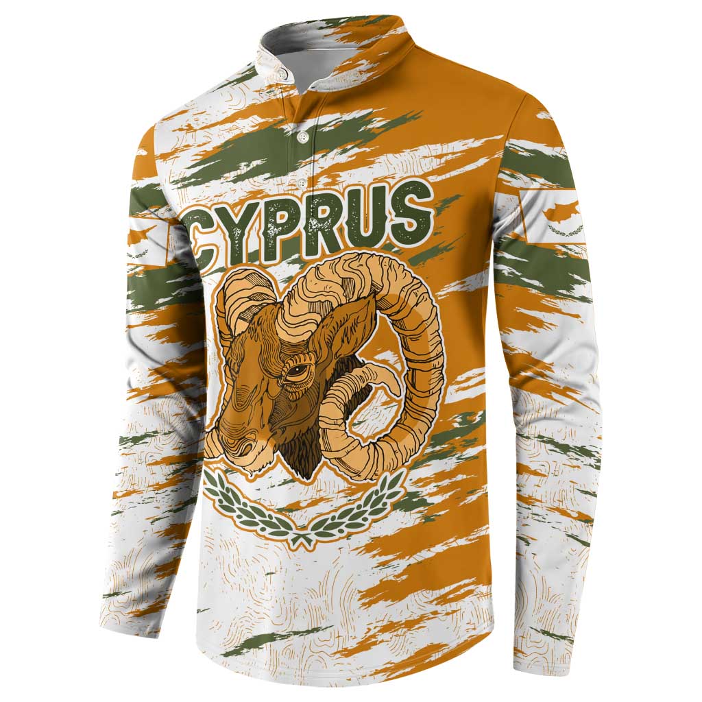 Cyprus Button Sweatshirt with Mouflon Illustration Design and National Laurel - Wonder Print Shop