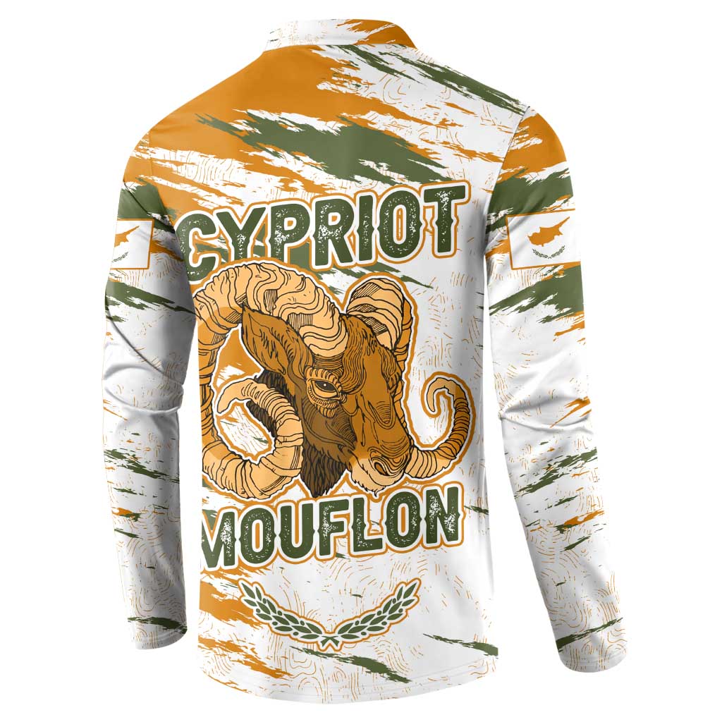 Cyprus Button Sweatshirt with Mouflon Illustration Design and National Laurel - Wonder Print Shop