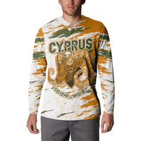 Cyprus Button Sweatshirt with Mouflon Illustration Design and National Laurel - Wonder Print Shop