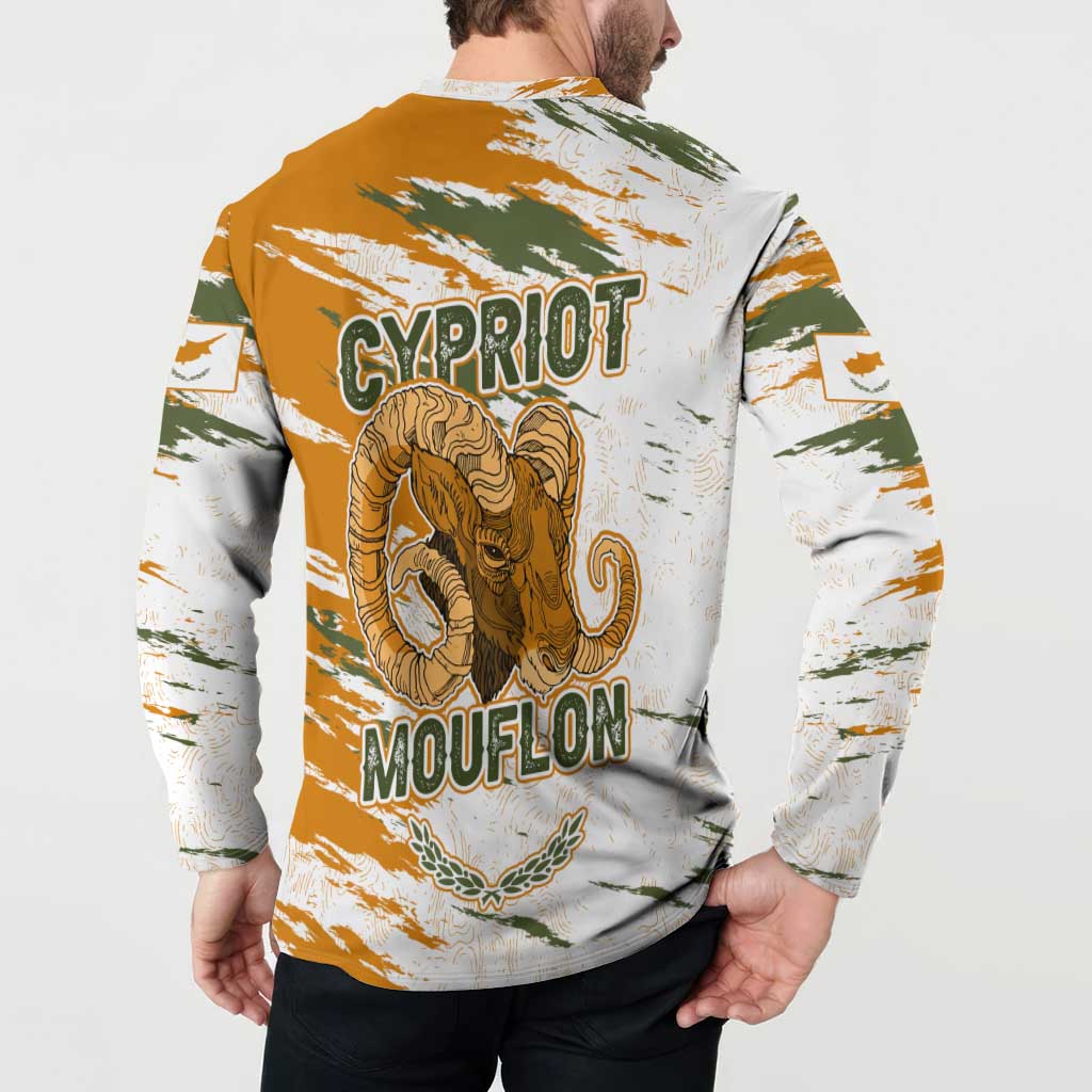 Cyprus Button Sweatshirt with Mouflon Illustration Design and National Laurel - Wonder Print Shop