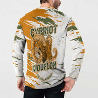 Cyprus Button Sweatshirt with Mouflon Illustration Design and National Laurel - Wonder Print Shop