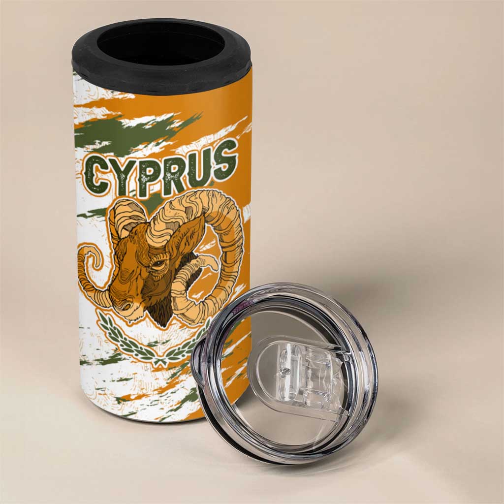 Cyprus 4 in 1 Can Cooler Tumbler with Mouflon Illustration Design and National Laurel - Wonder Print Shop