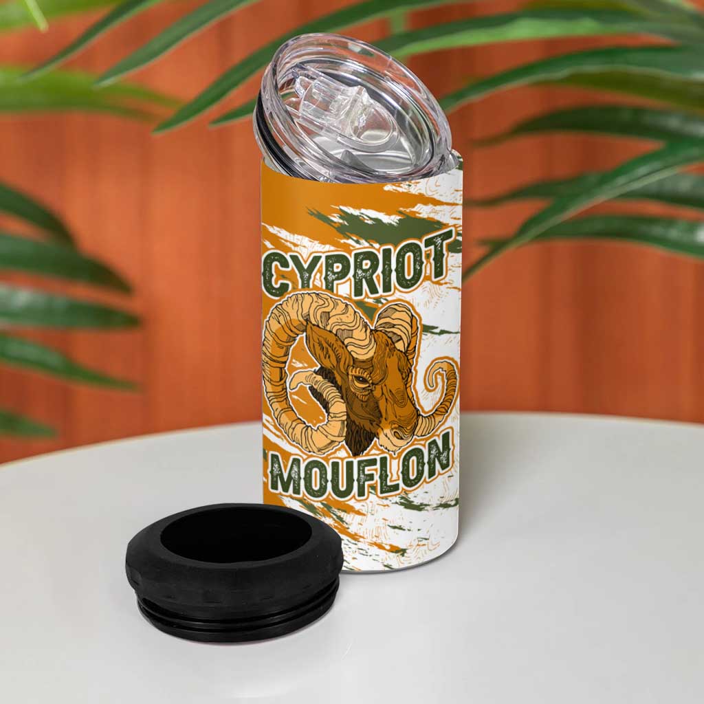 Cyprus 4 in 1 Can Cooler Tumbler with Mouflon Illustration Design and National Laurel - Wonder Print Shop