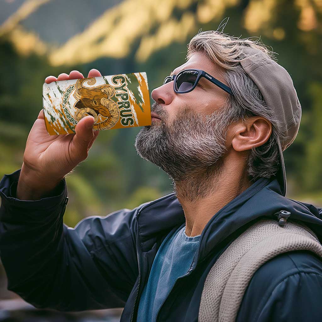 Cyprus 4 in 1 Can Cooler Tumbler with Mouflon Illustration Design and National Laurel - Wonder Print Shop