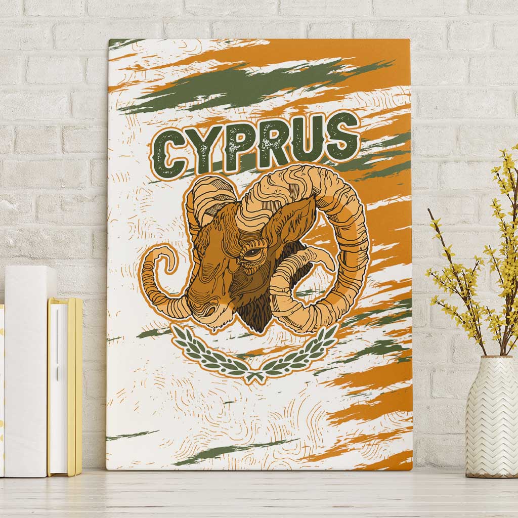 Cyprus Canvas Wall Art with Mouflon Illustration Design and National Laurel - Wonder Print Shop