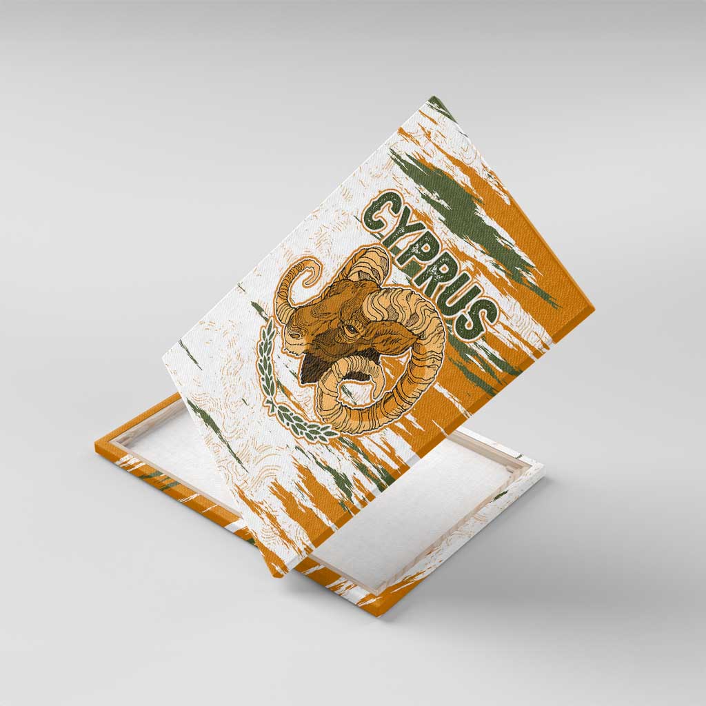Cyprus Canvas Wall Art with Mouflon Illustration Design and National Laurel - Wonder Print Shop