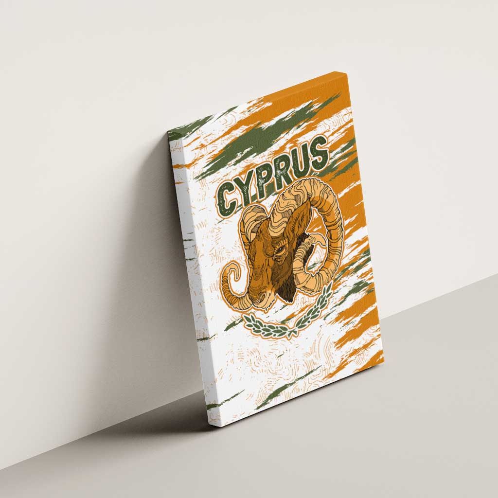 Cyprus Canvas Wall Art with Mouflon Illustration Design and National Laurel - Wonder Print Shop