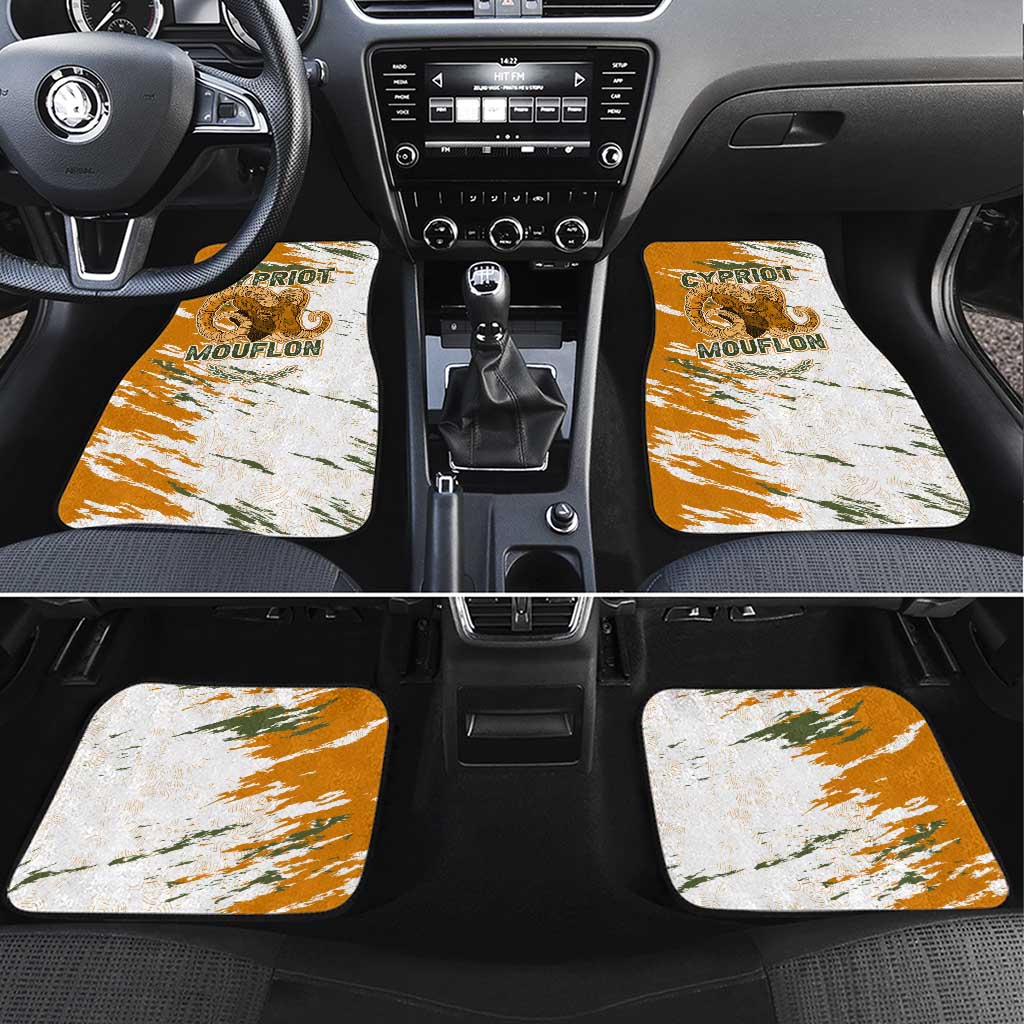 Cyprus Car Mats with Mouflon Illustration Design and National Laurel - Wonder Print Shop