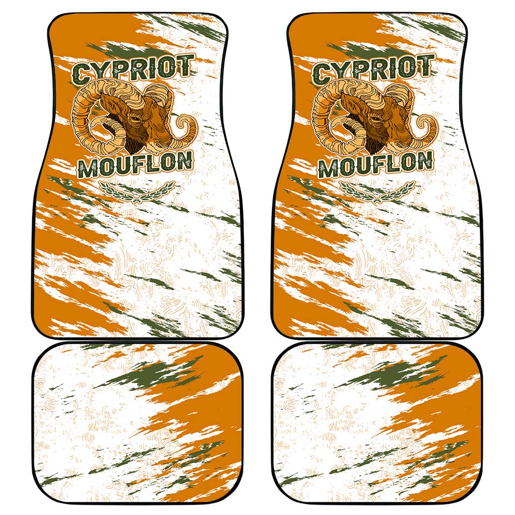 Cyprus Car Mats with Mouflon Illustration Design and National Laurel - Wonder Print Shop
