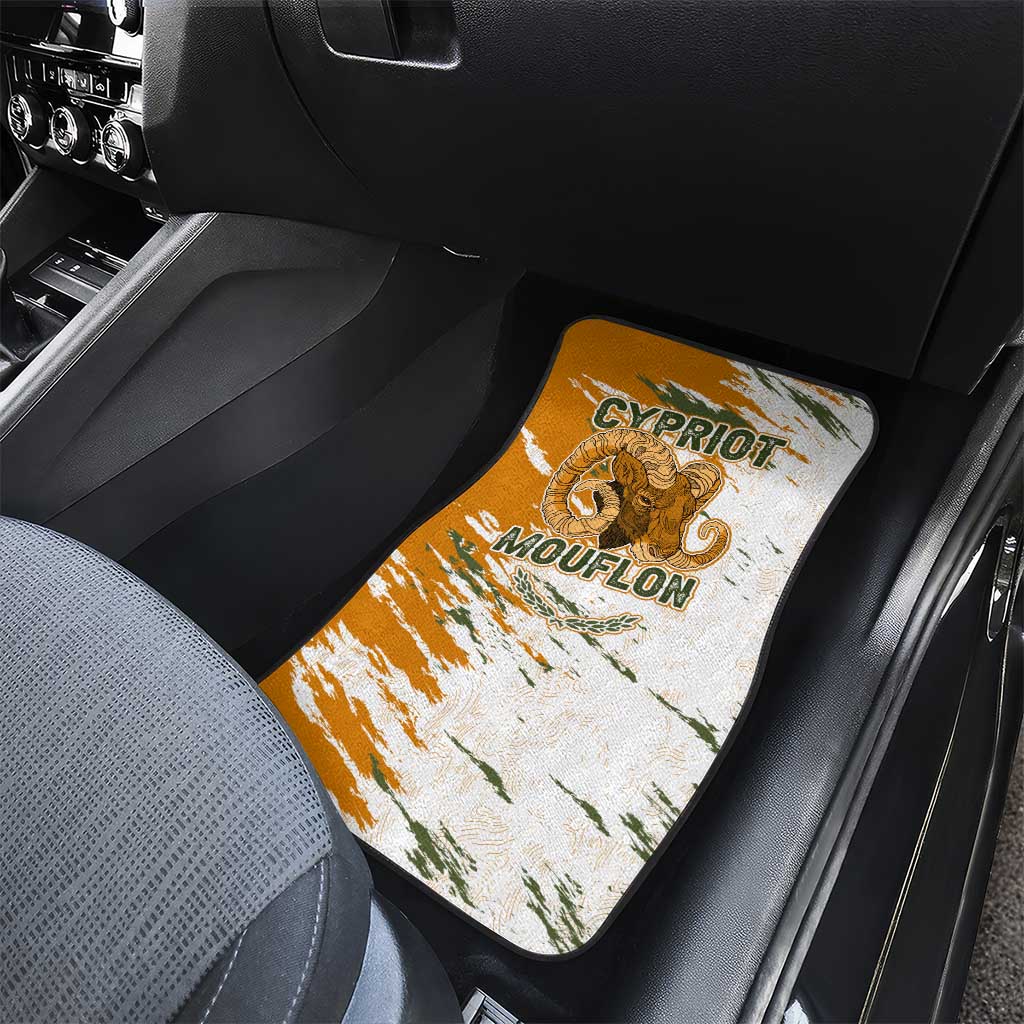 Cyprus Car Mats with Mouflon Illustration Design and National Laurel - Wonder Print Shop