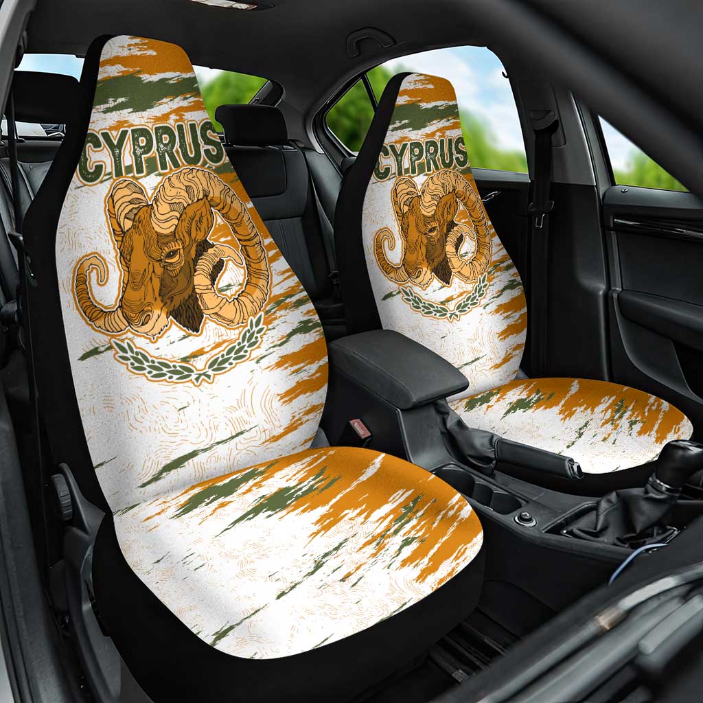 Cyprus Car Seat Cover with Mouflon Illustration Design and National Laurel - Wonder Print Shop