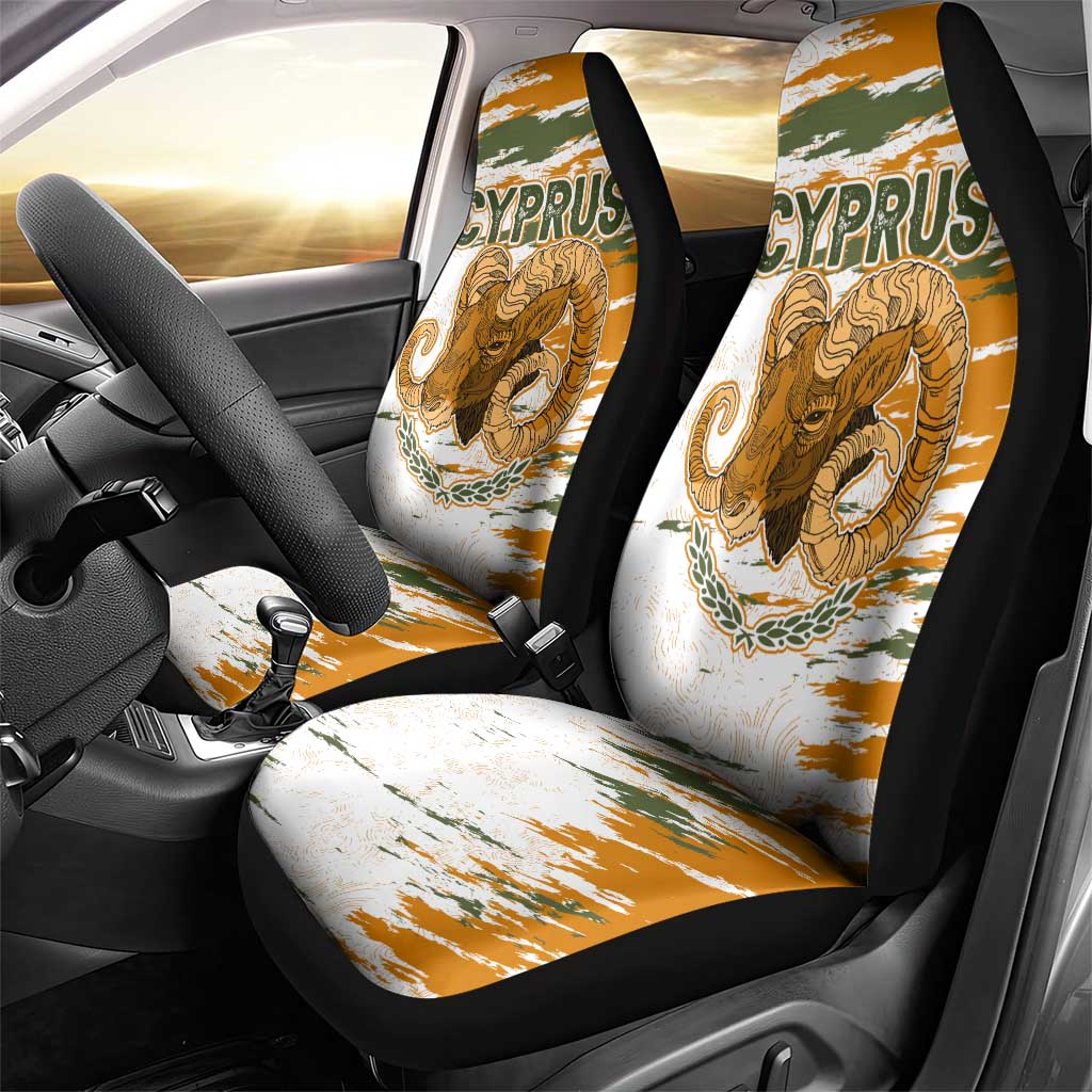 Cyprus Car Seat Cover with Mouflon Illustration Design and National Laurel - Wonder Print Shop