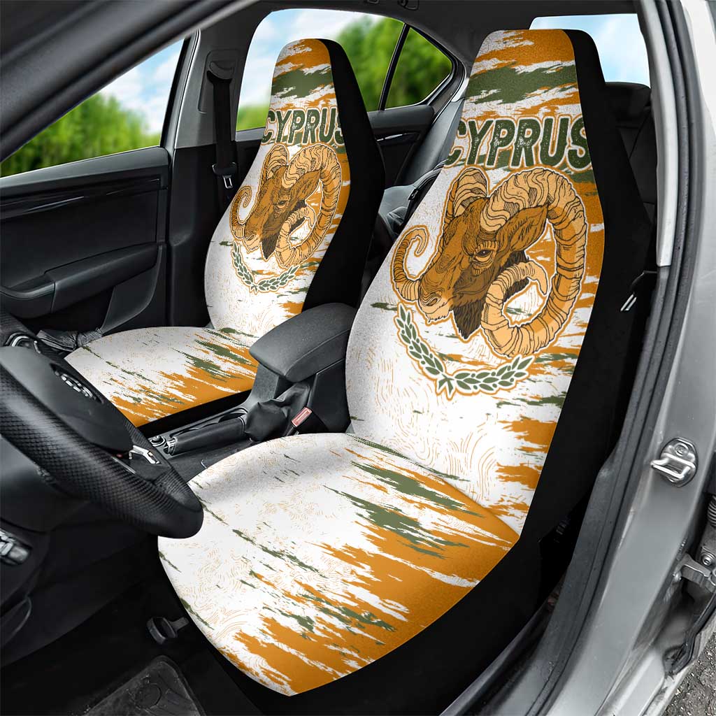 Cyprus Car Seat Cover with Mouflon Illustration Design and National Laurel - Wonder Print Shop
