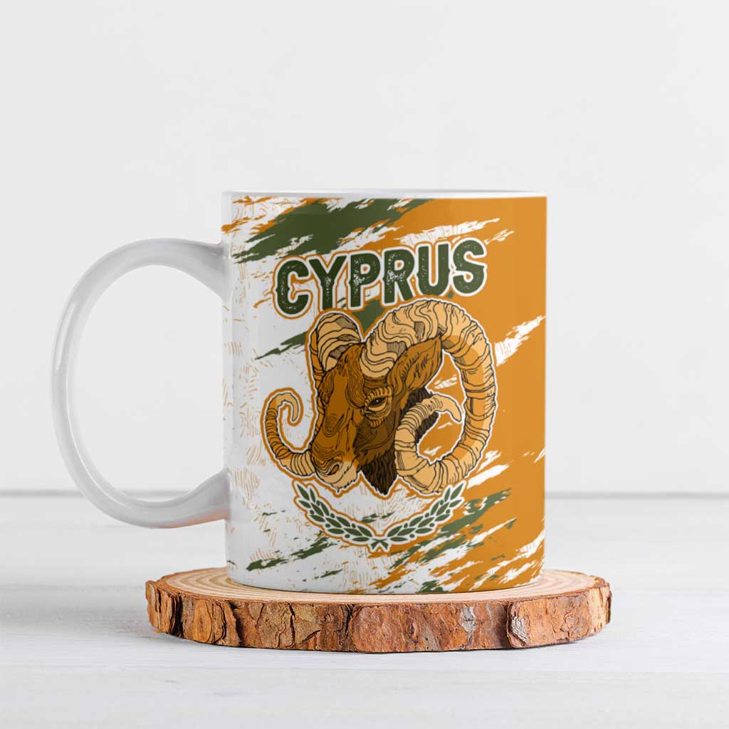 Cyprus Ceramic Mug with Mouflon Illustration Design and National Laurel - Wonder Print Shop