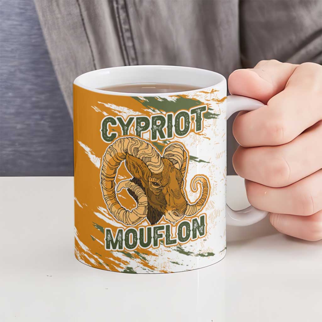 Cyprus Ceramic Mug with Mouflon Illustration Design and National Laurel - Wonder Print Shop