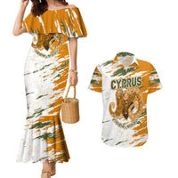 Cyprus Couples Matching Mermaid Dress and Hawaiian Shirt with Mouflon Illustration Design and National Laurel - Wonder Print Shop
