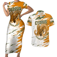 Cyprus Couples Matching Short Sleeve Bodycon Dress and Hawaiian Shirt with Mouflon Illustration Design and National Laurel - Wonder Print Shop