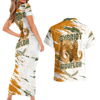 Cyprus Couples Matching Short Sleeve Bodycon Dress and Hawaiian Shirt with Mouflon Illustration Design and National Laurel - Wonder Print Shop