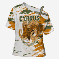 Cyprus Cross Shoulder Shirt with Mouflon Illustration Design and National Laurel - Wonder Print Shop