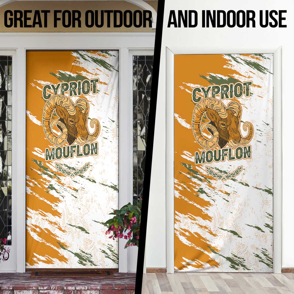 Cyprus Door Cover with Mouflon Illustration Design and National Laurel - Wonder Print Shop