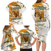 Cyprus Family Matching Long Sleeve Bodycon Dress and Hawaiian Shirt with Mouflon Illustration Design and National Laurel - Wonder Print Shop