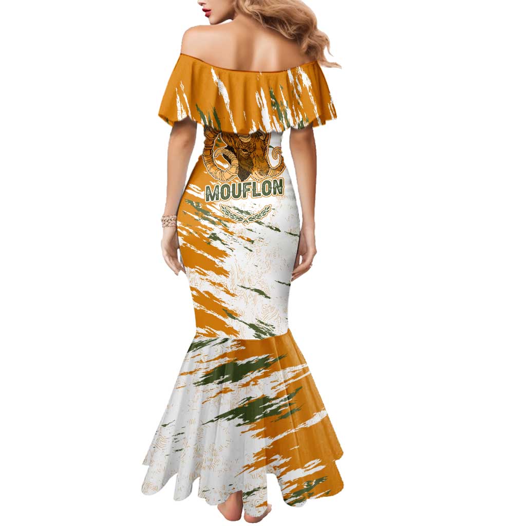 Cyprus Family Matching Mermaid Dress and Hawaiian Shirt with Mouflon Illustration Design and National Laurel - Wonder Print Shop