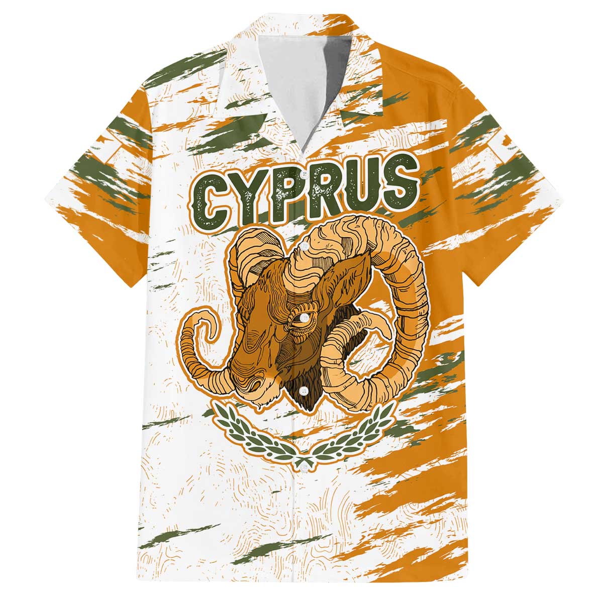 Cyprus Family Matching Off The Shoulder Long Sleeve Dress and Hawaiian Shirt with Mouflon Illustration Design and National Laurel - Wonder Print Shop