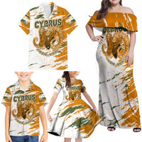 Cyprus Family Matching Off Shoulder Maxi Dress and Hawaiian Shirt with Mouflon Illustration Design and National Laurel - Wonder Print Shop