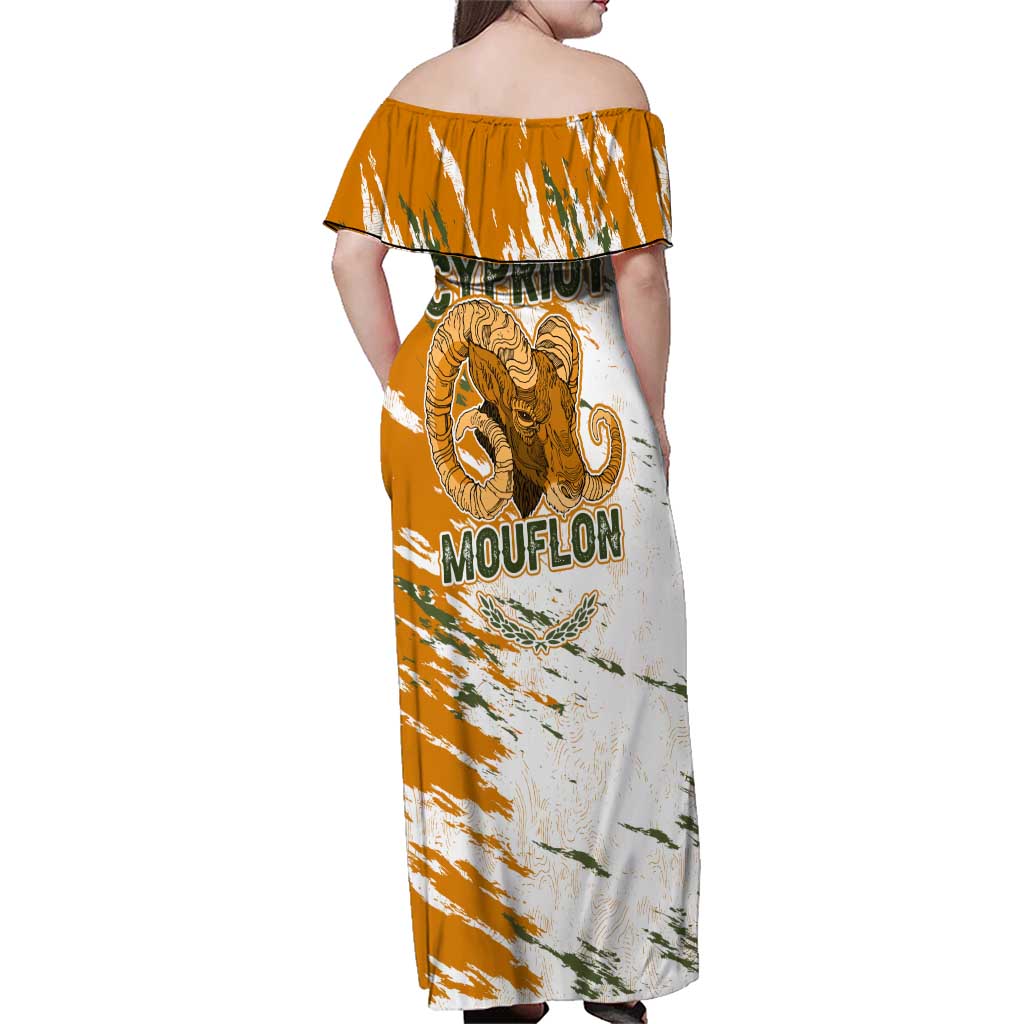 Cyprus Family Matching Off Shoulder Maxi Dress and Hawaiian Shirt with Mouflon Illustration Design and National Laurel - Wonder Print Shop