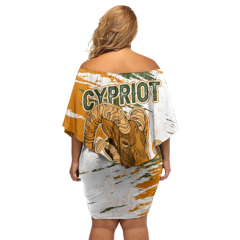 Cyprus Family Matching Off Shoulder Short Dress and Hawaiian Shirt with Mouflon Illustration Design and National Laurel - Wonder Print Shop