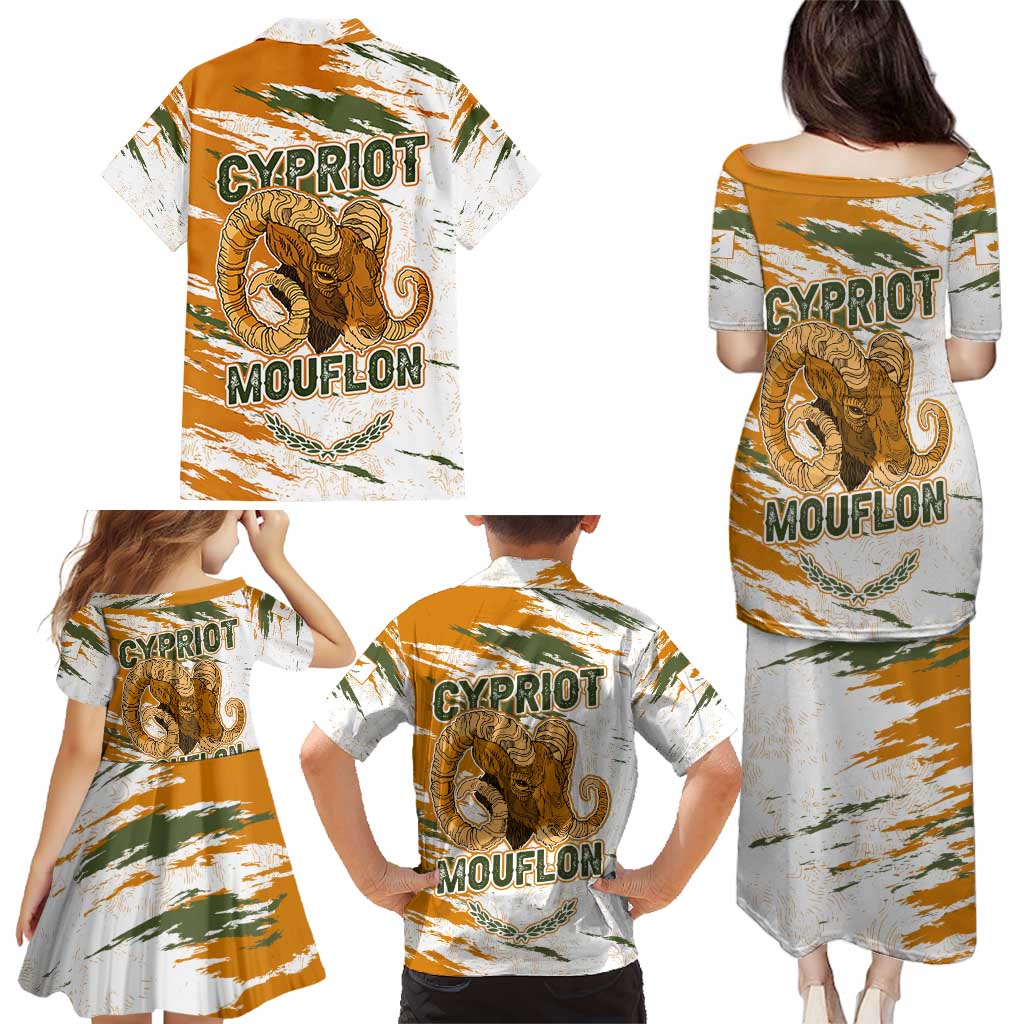 Cyprus Family Matching Puletasi and Hawaiian Shirt with Mouflon Illustration Design and National Laurel - Wonder Print Shop