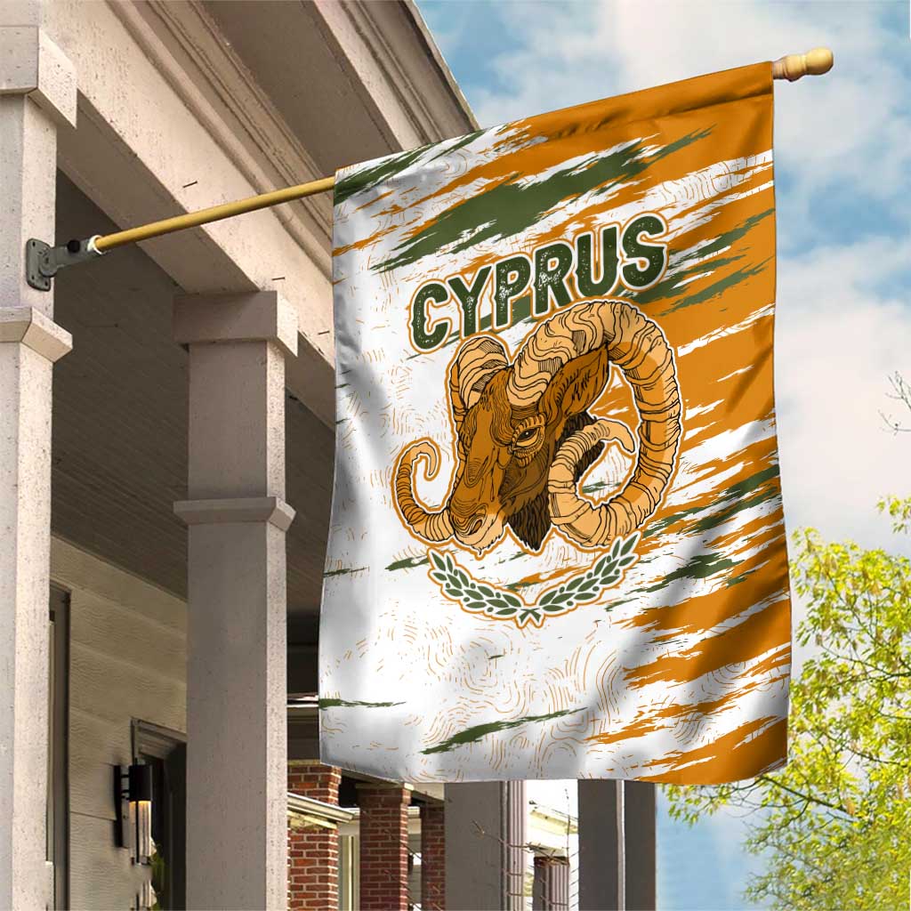 Cyprus Garden Flag with Mouflon Illustration Design and National Laurel - Wonder Print Shop