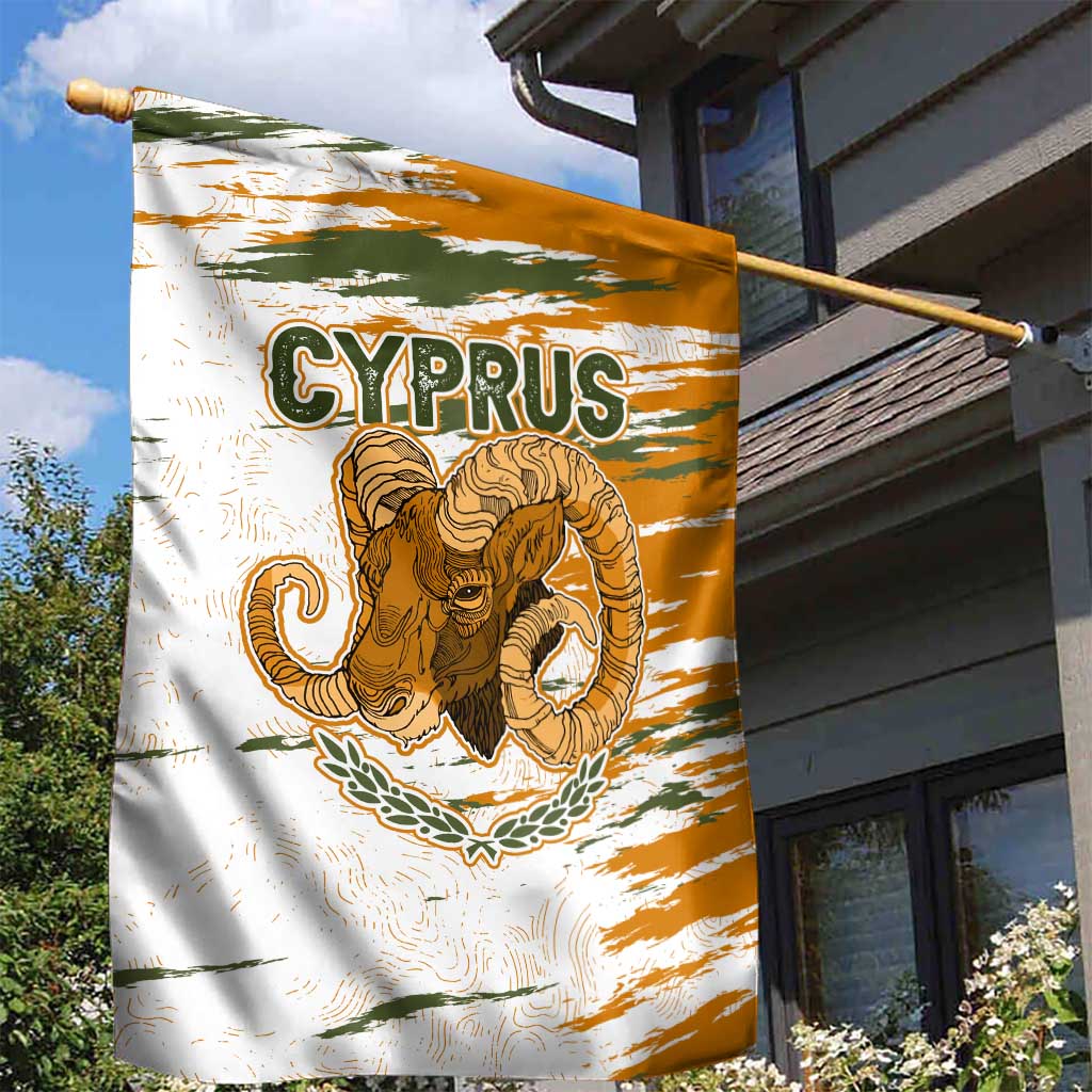 Cyprus Garden Flag with Mouflon Illustration Design and National Laurel - Wonder Print Shop