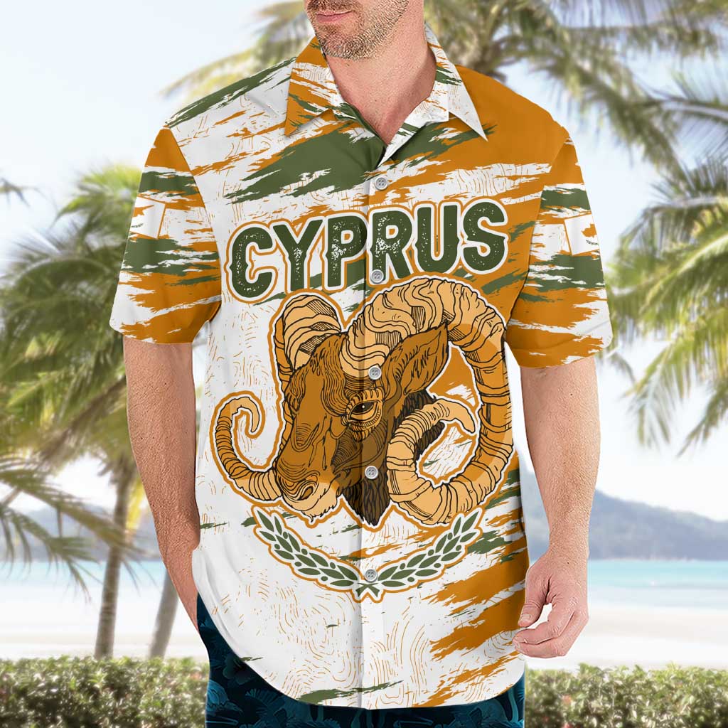 Cyprus Hawaiian Shirt with Mouflon Illustration Design and National Laurel - Wonder Print Shop