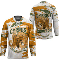 Cyprus Hockey Jersey with Mouflon Illustration Design and National Laurel - Wonder Print Shop