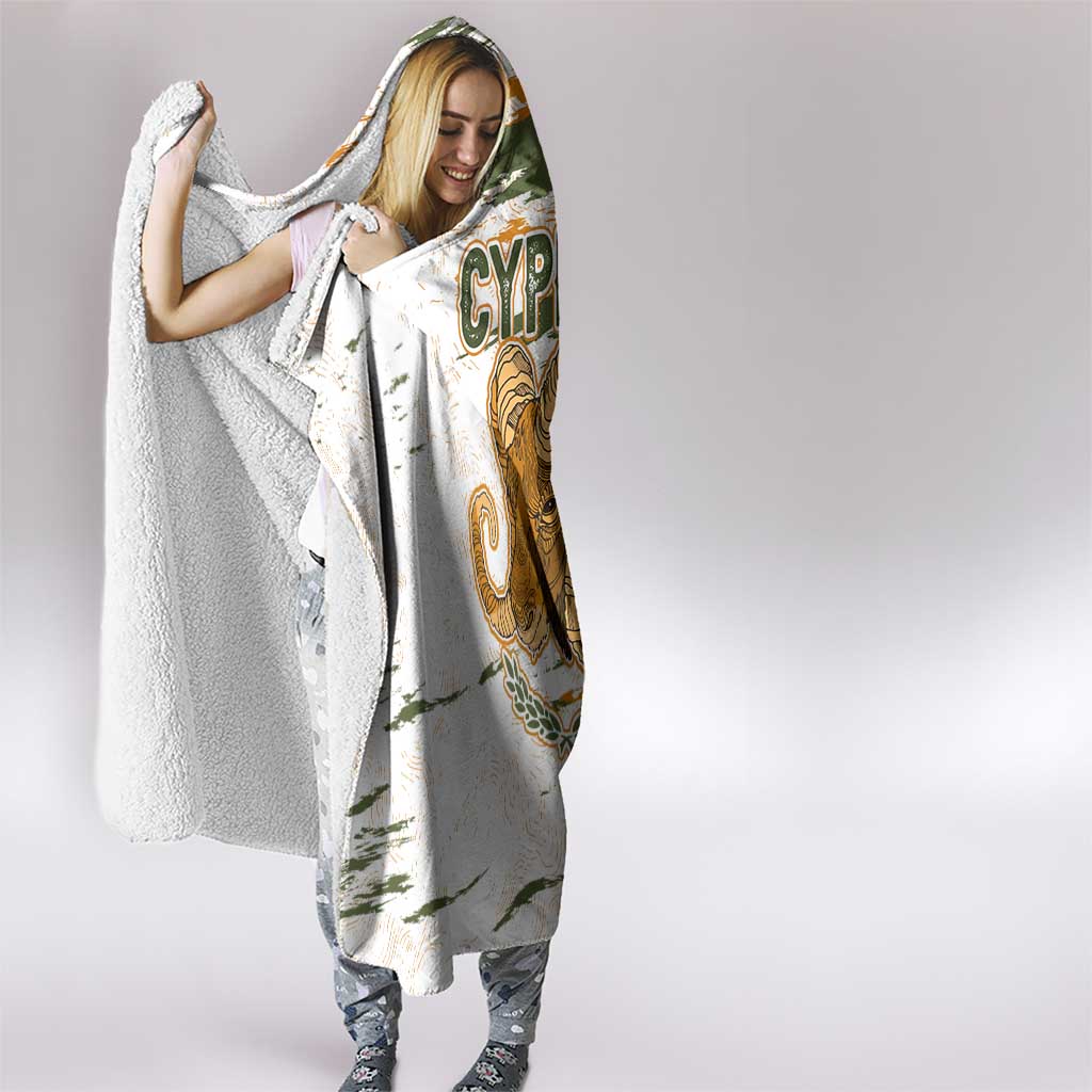 Cyprus Hooded Blanket with Mouflon Illustration Design and National Laurel - Wonder Print Shop