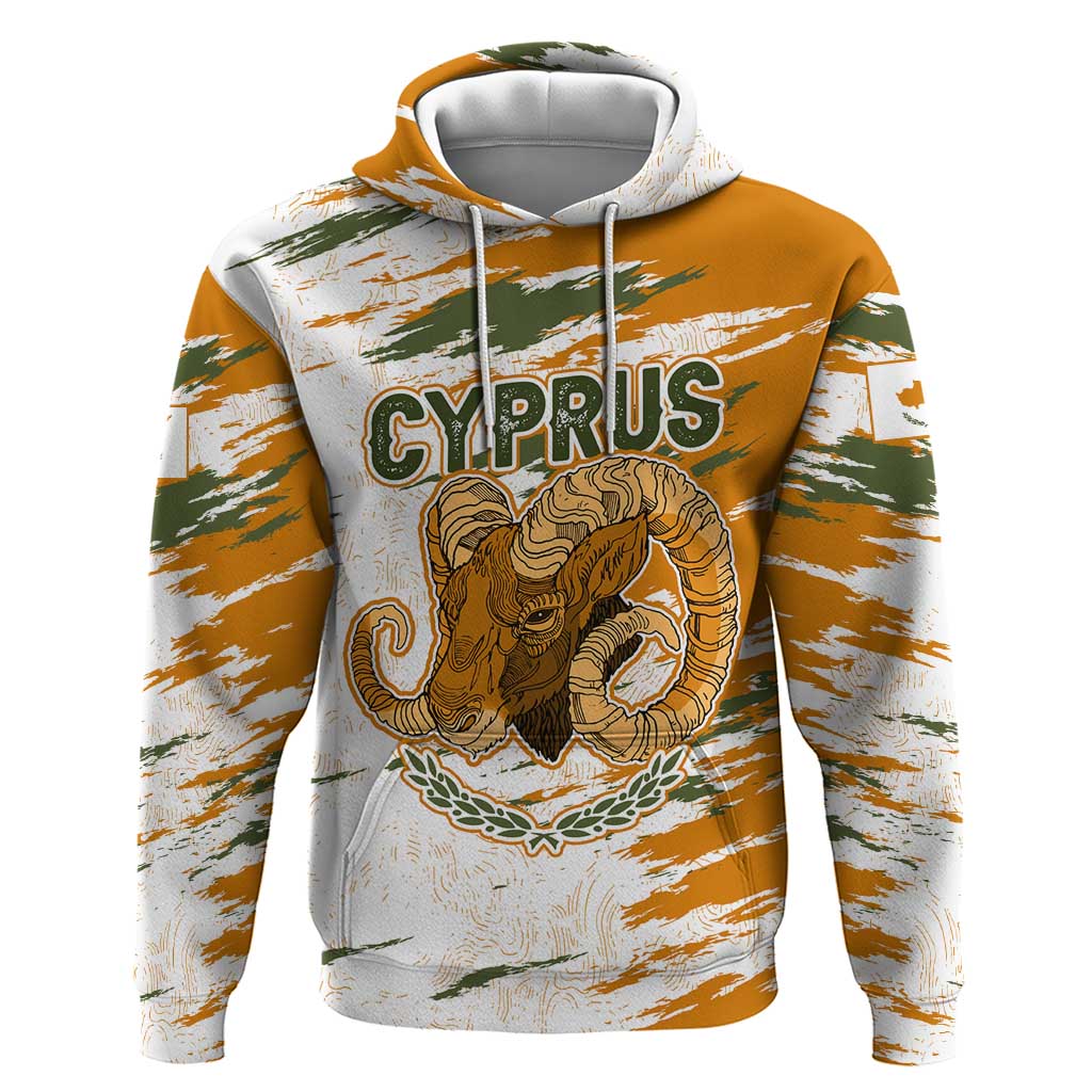 Cyprus Hoodie with Mouflon Illustration Design and National Laurel - Wonder Print Shop