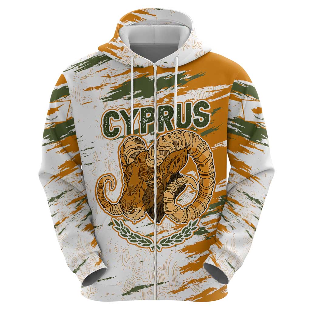 Cyprus Hoodie with Mouflon Illustration Design and National Laurel - Wonder Print Shop