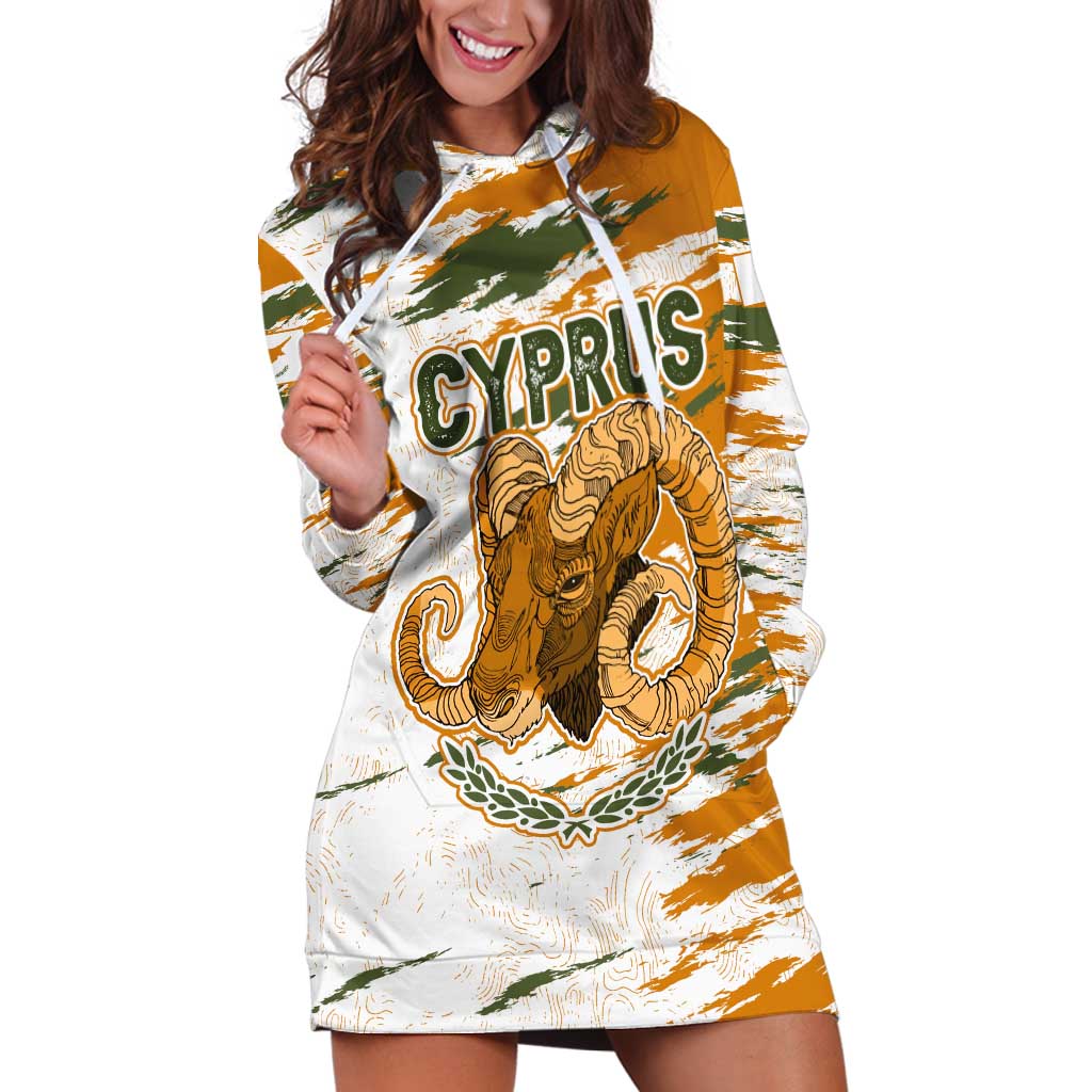 Cyprus Hoodie Dress with Mouflon Illustration Design and National Laurel - Wonder Print Shop
