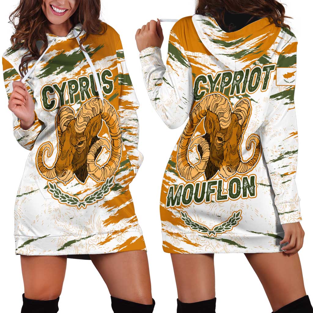 Cyprus Hoodie Dress with Mouflon Illustration Design and National Laurel - Wonder Print Shop
